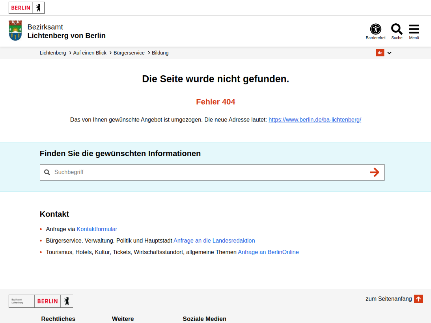 Website-Screenshot von Anton-Saefkow-Bibliothek