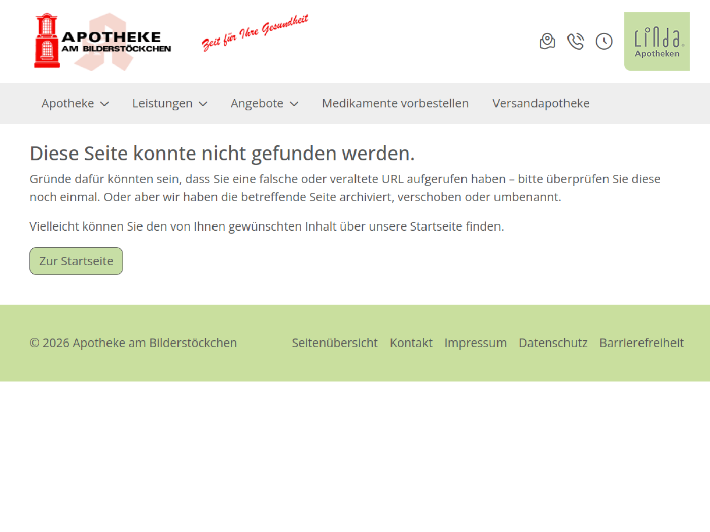 Website-Screenshot von Apotheke am Bilderstöckchen