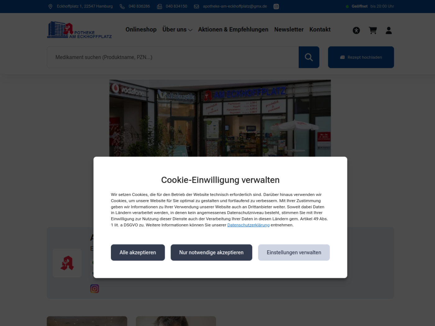 Website-Screenshot von Apotheke am Eckhoffplatz