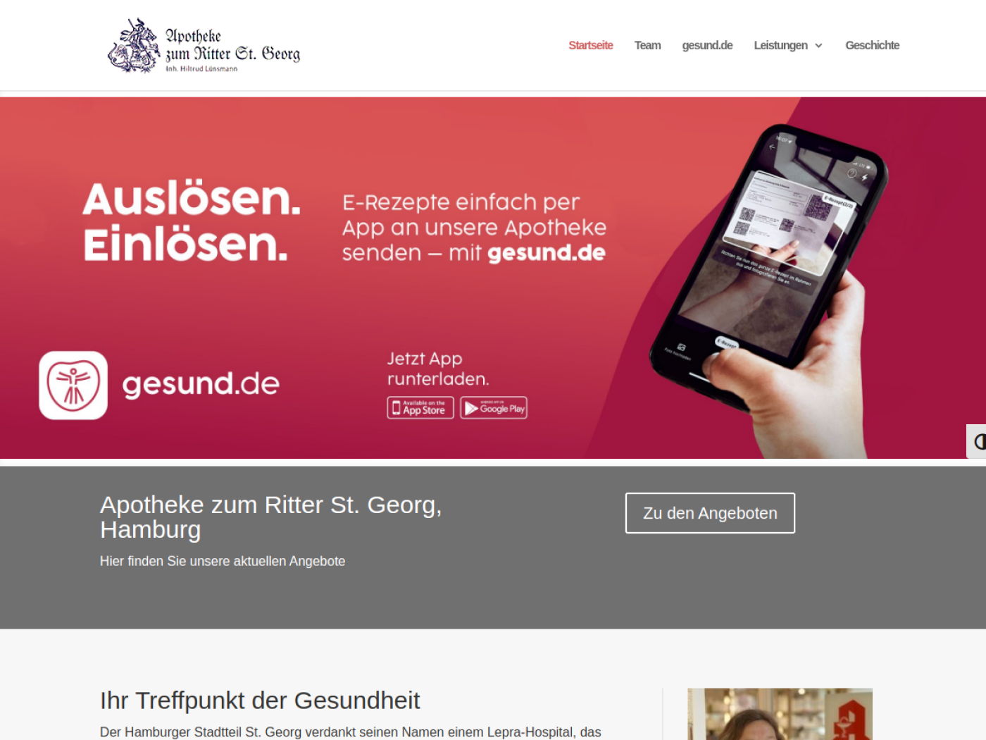 Website-Screenshot von Apotheke zum Ritter Sankt Georg