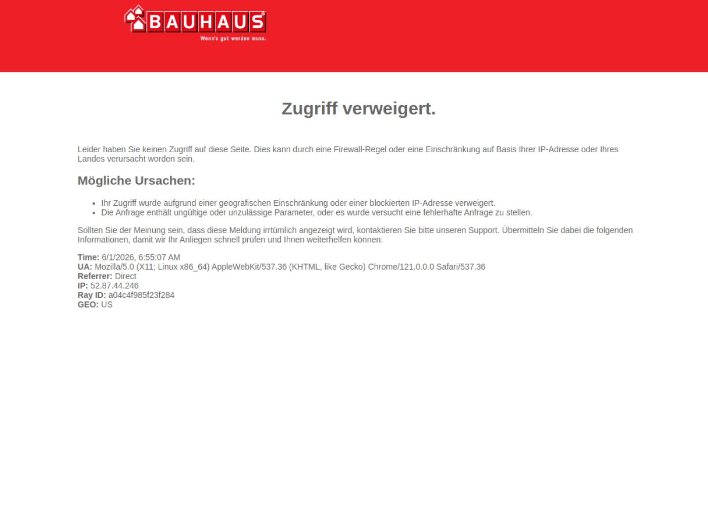 Website-Screenshot von Bauhaus