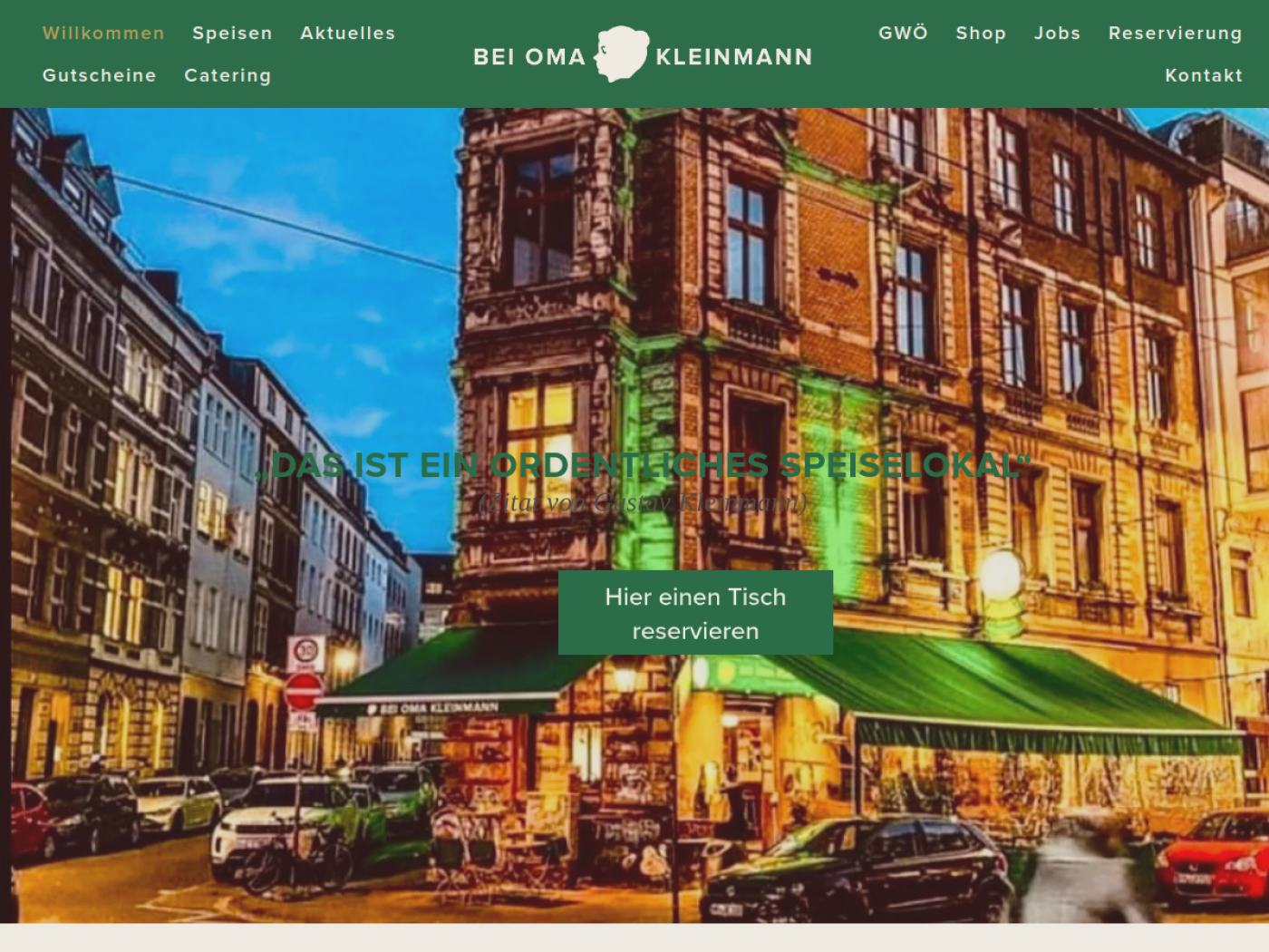 Website-Screenshot von Bei Oma Kleinmann