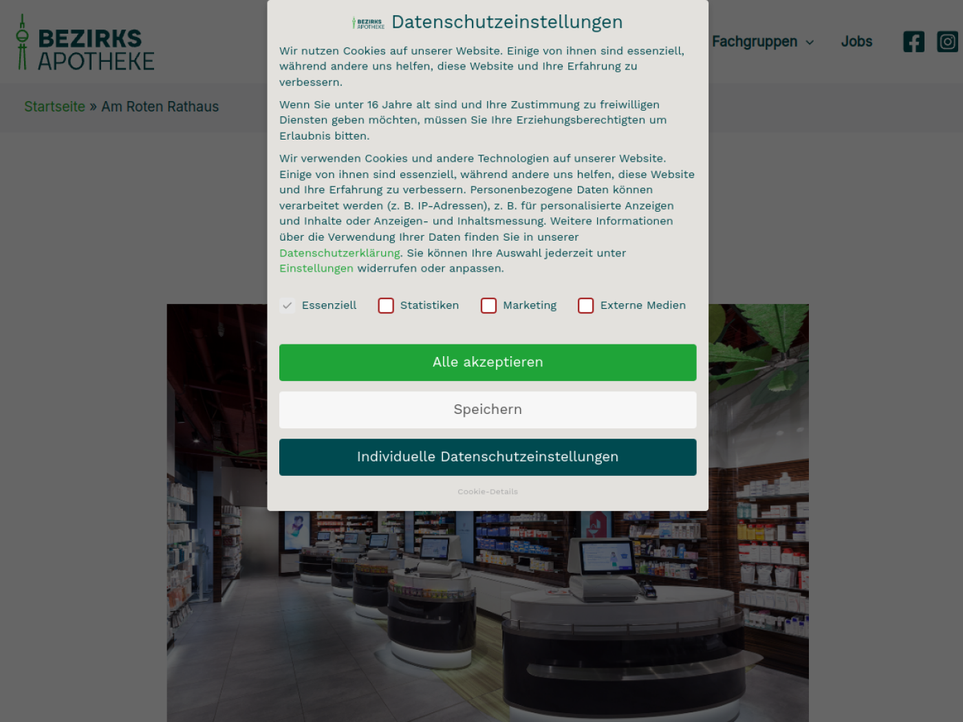 Website-Screenshot von Bezirksapotheke am Roten Rathaus