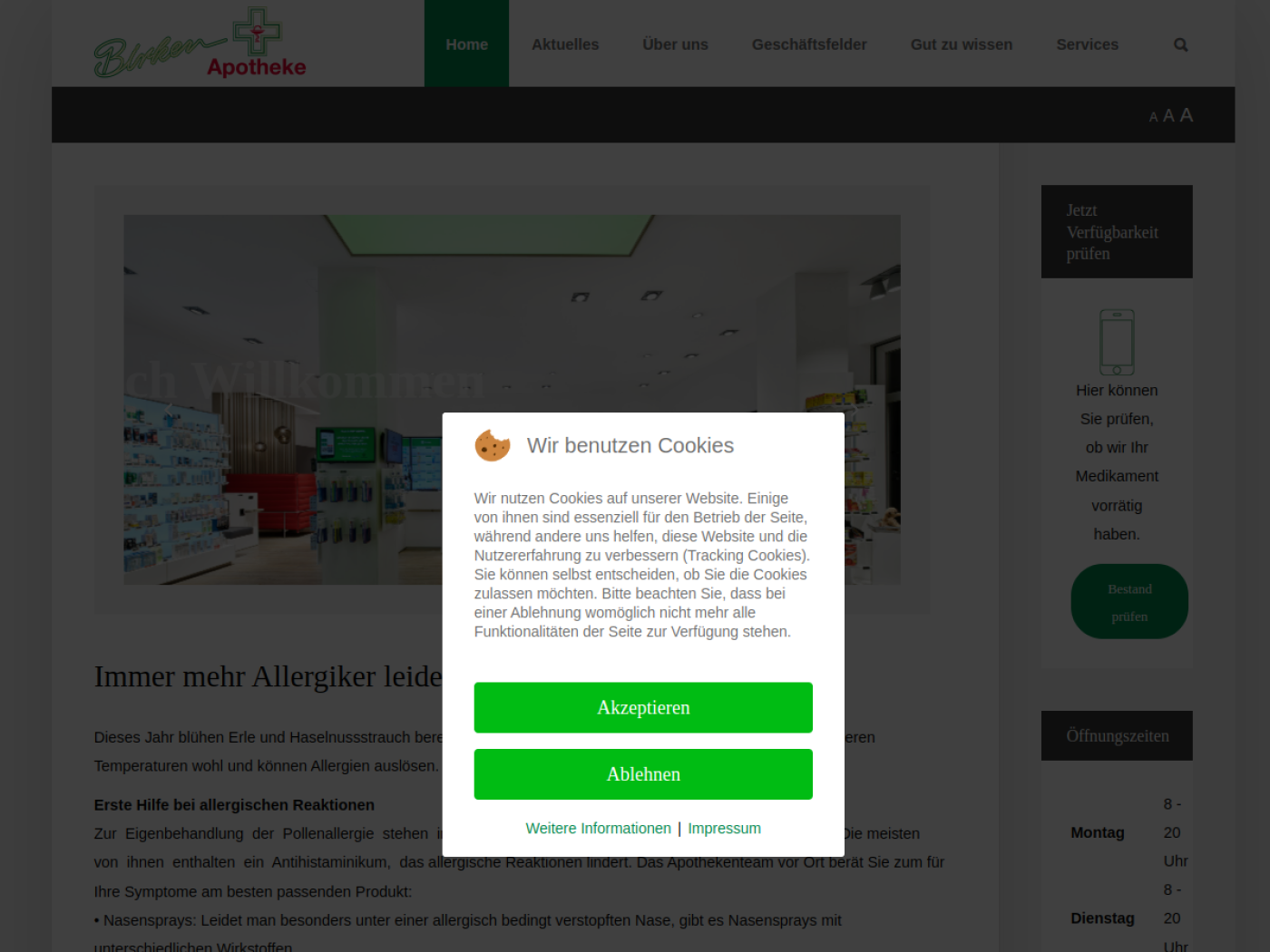 Website-Screenshot von Birken Apotheke