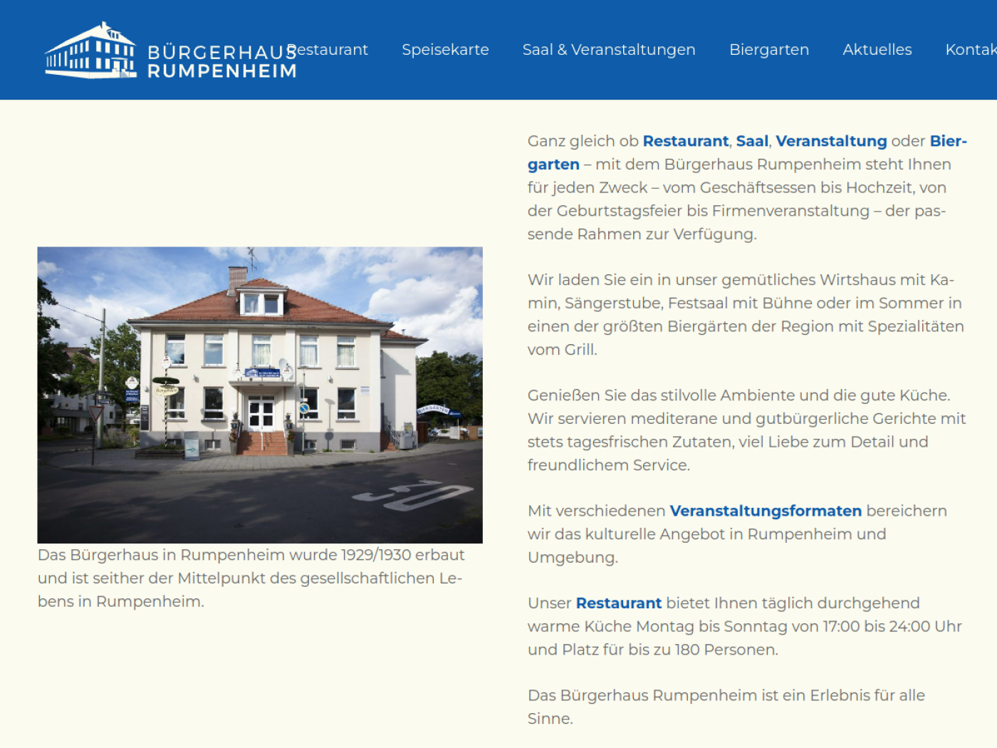 Website-Screenshot von Bürgerhaus Rumpenheim