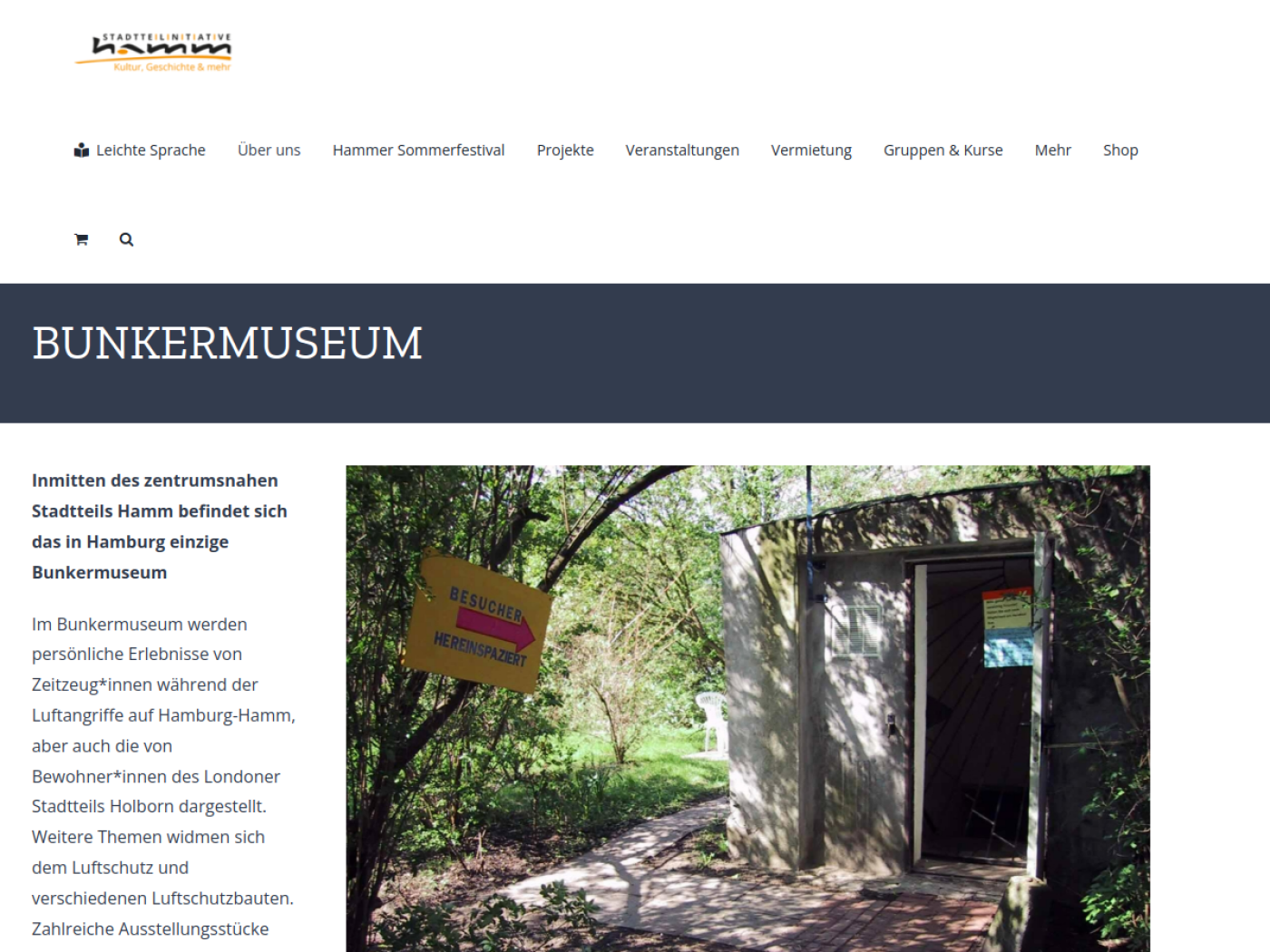 Website-Screenshot von Bunkermuseum Hamburg