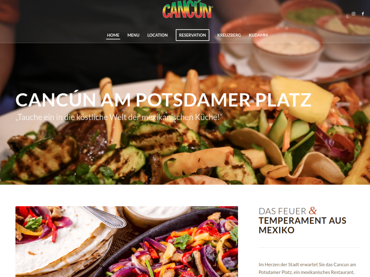 Website-Screenshot von Cancun