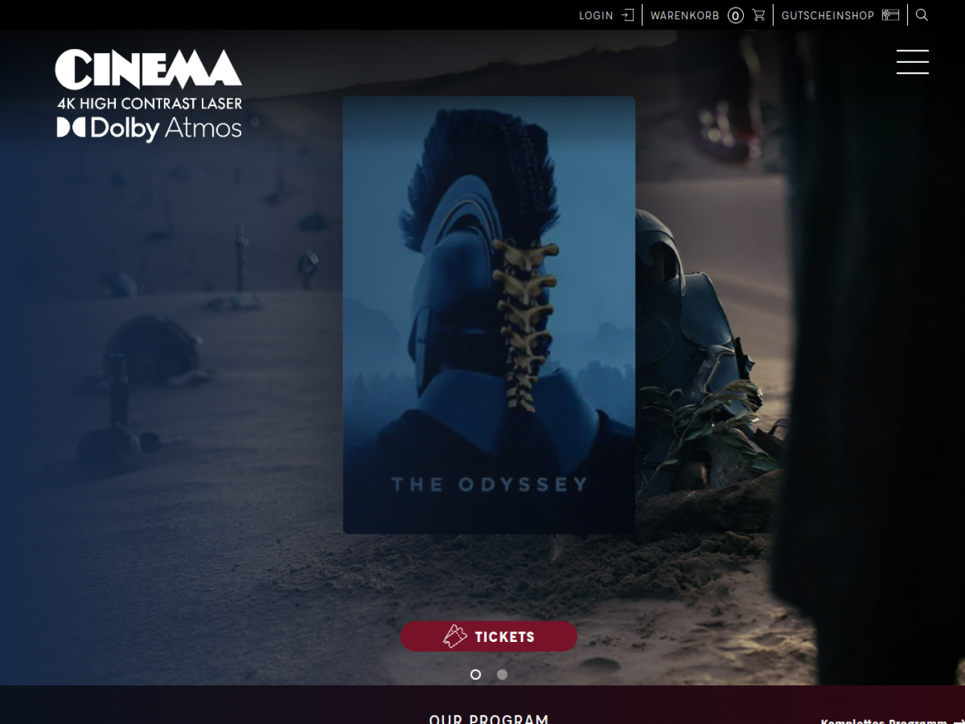 Website-Screenshot von CINEMA Filmtheater