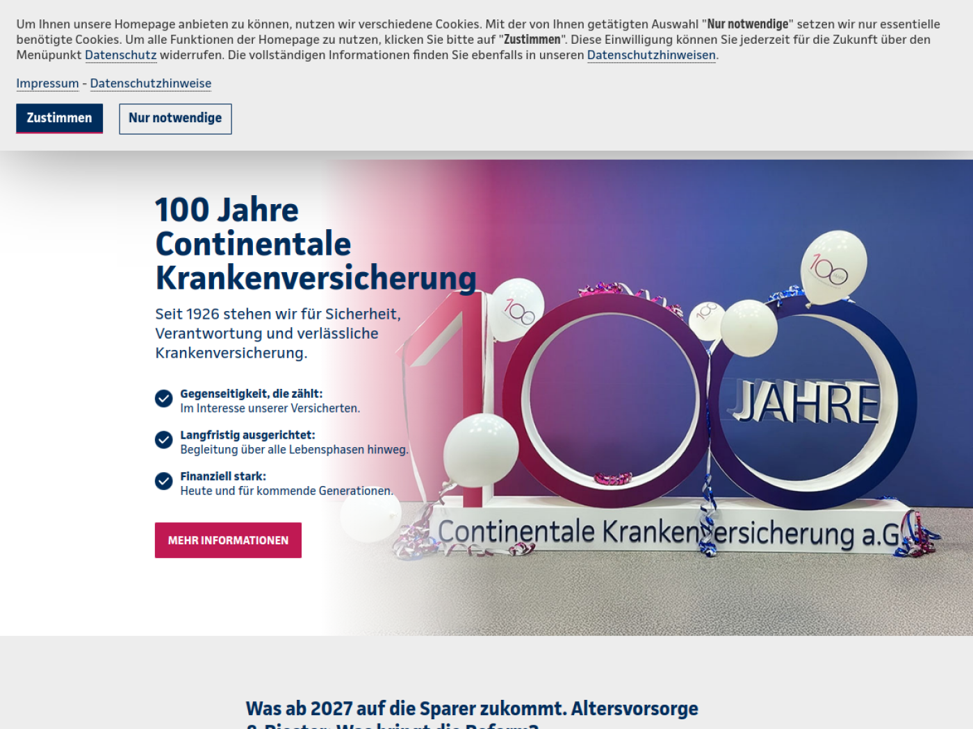 Website-Screenshot von Continentale