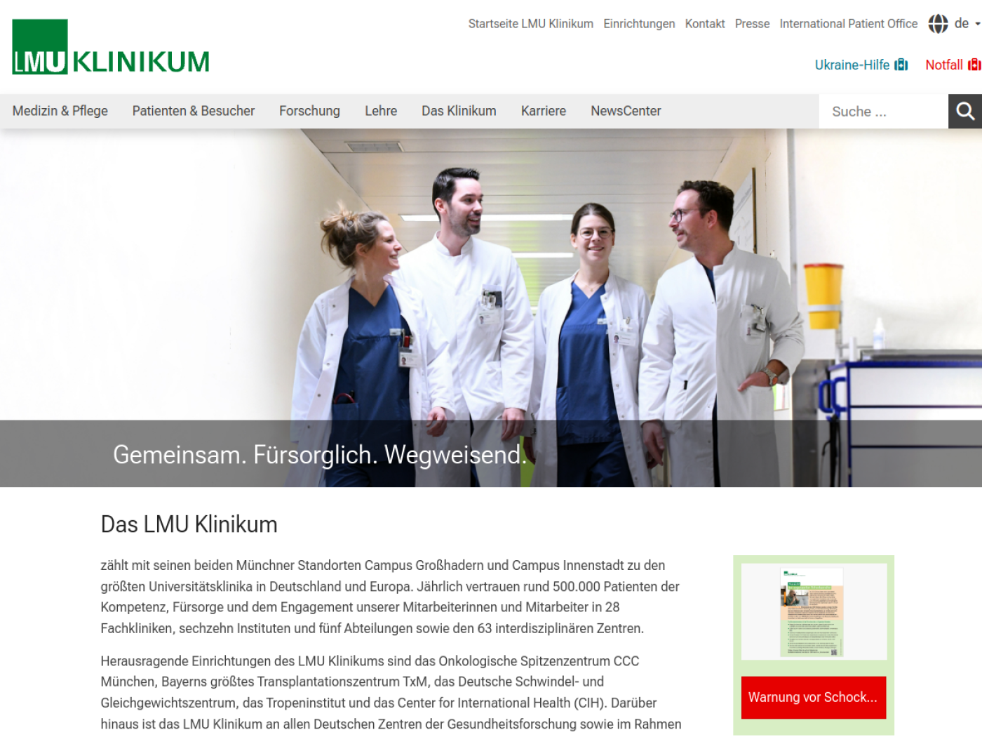 Website-Screenshot von Dr. von Haunersches Kinderspital