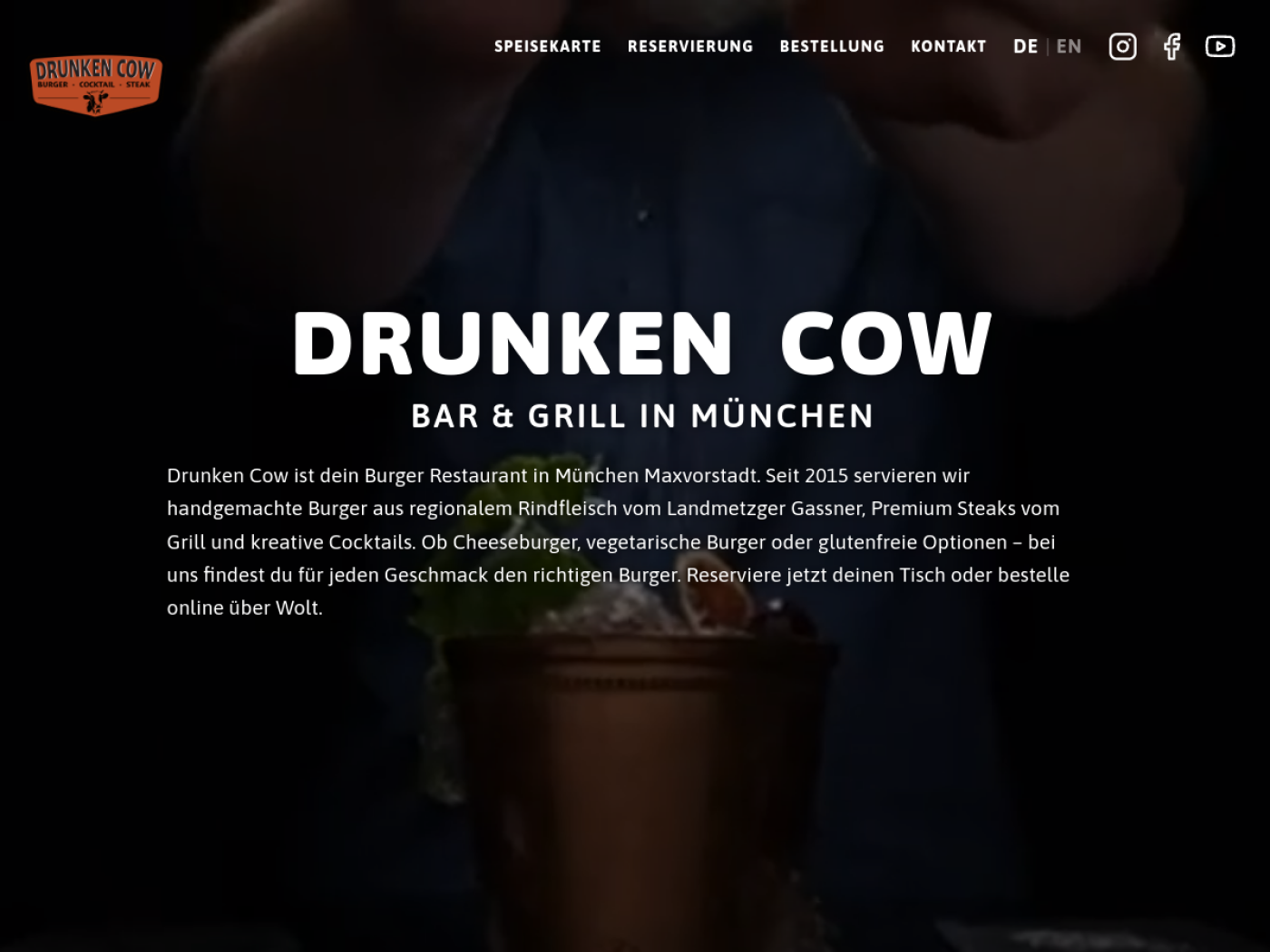 Website-Screenshot von Drunken Cow