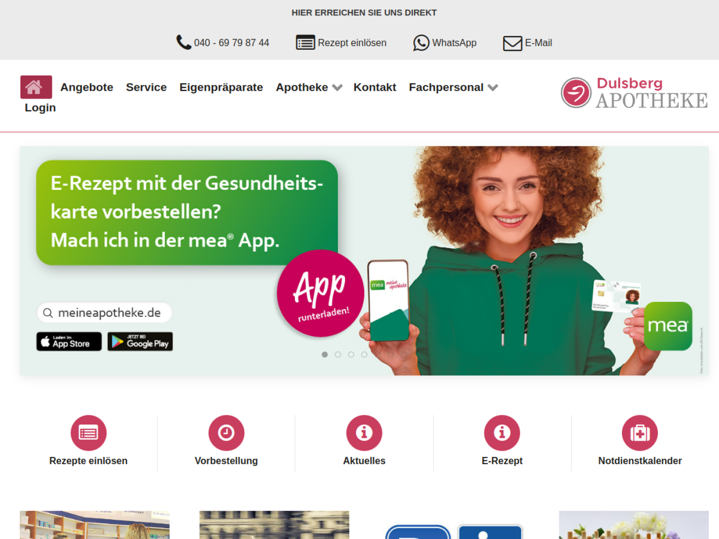 Website-Screenshot von Dulsberg-Apotheke