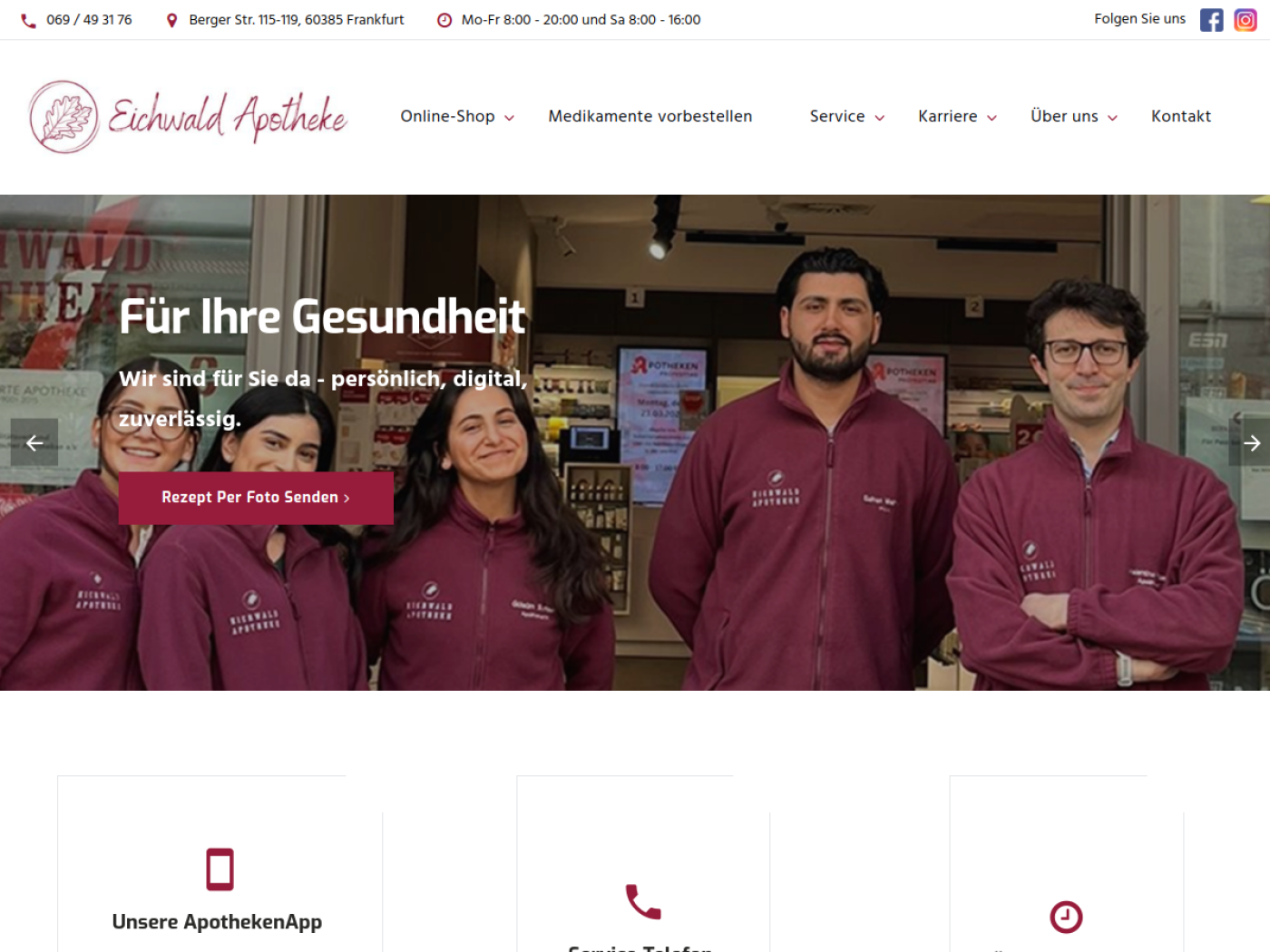 Website-Screenshot von Eichwaldapotheke