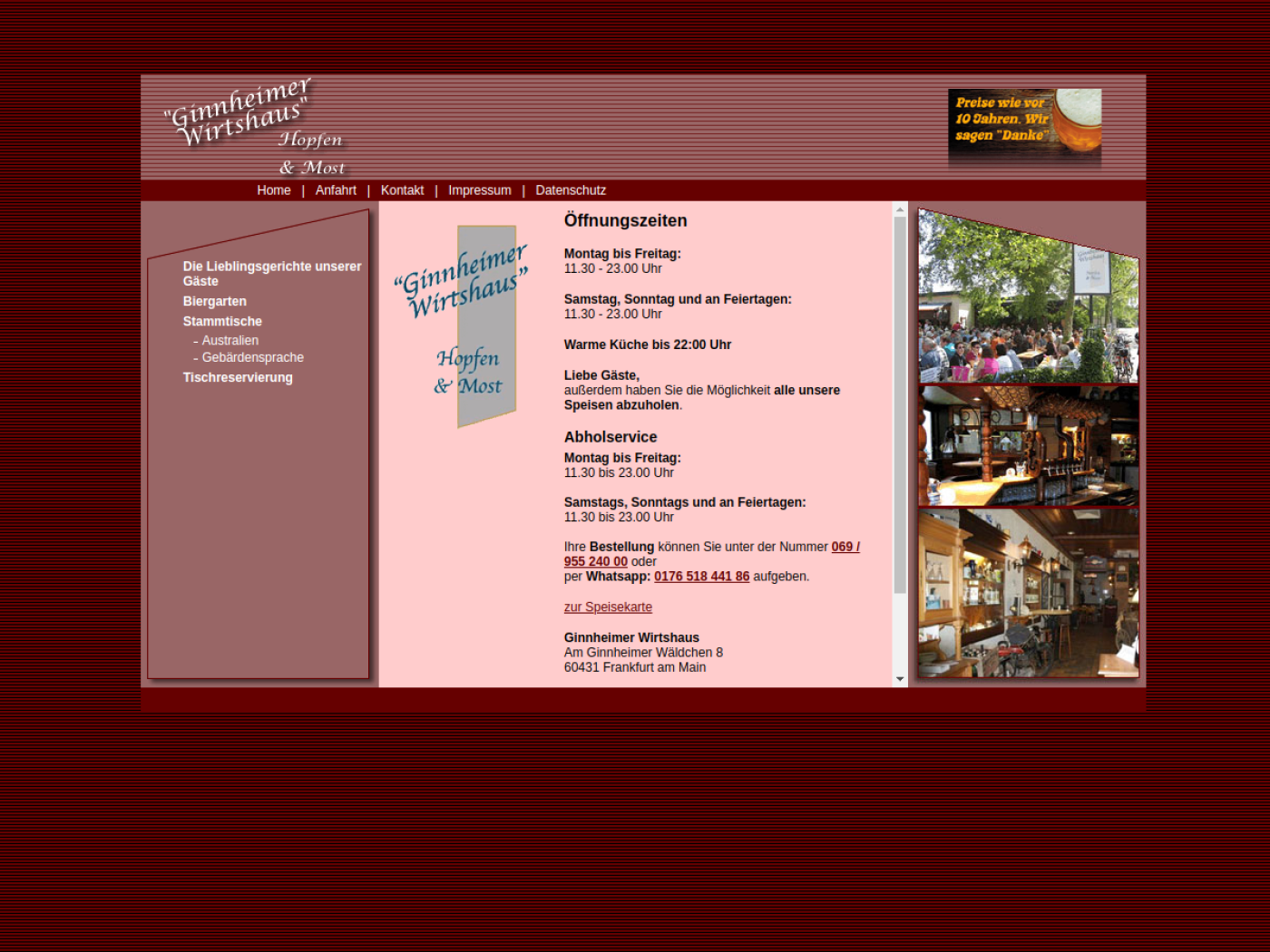 Website-Screenshot von Ginnheimer Wirtshaus