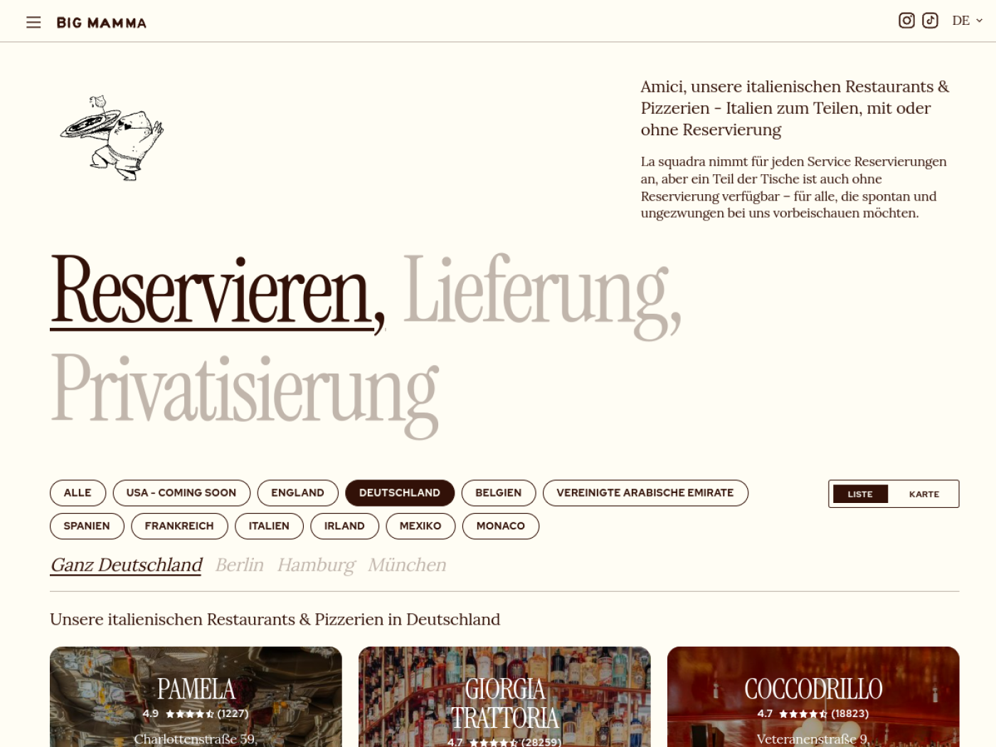 Website-Screenshot von Giorgia Trattoria