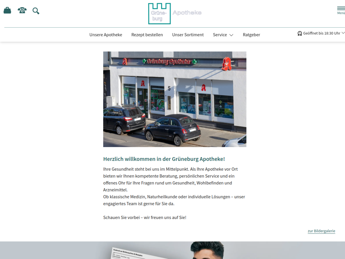 Website-Screenshot von Grüneburg Apotheke