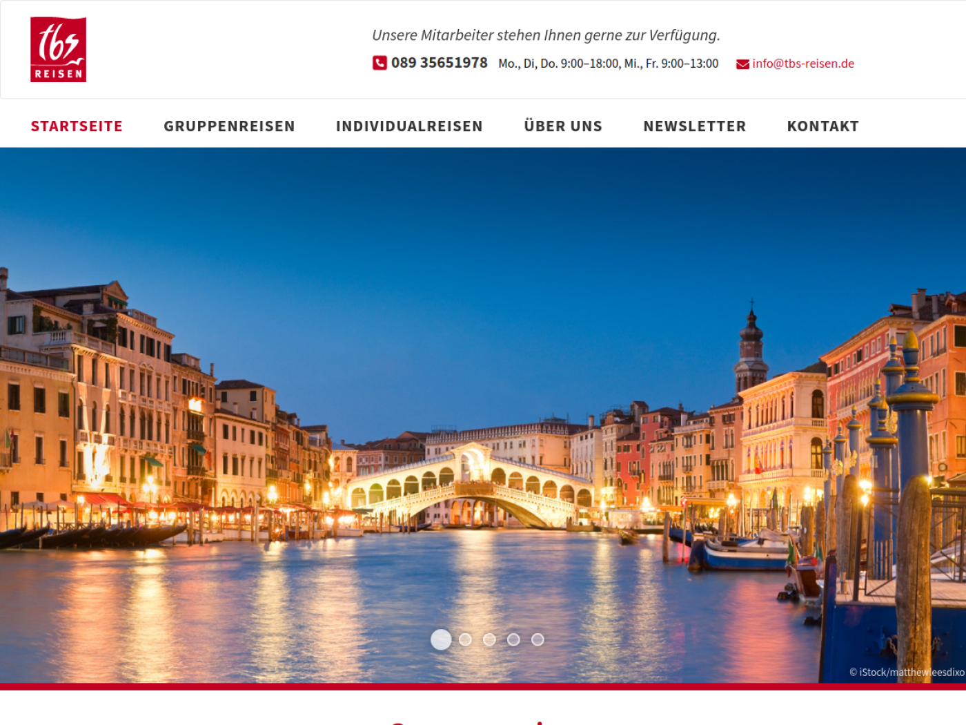 Website-Screenshot von Haus der Reise