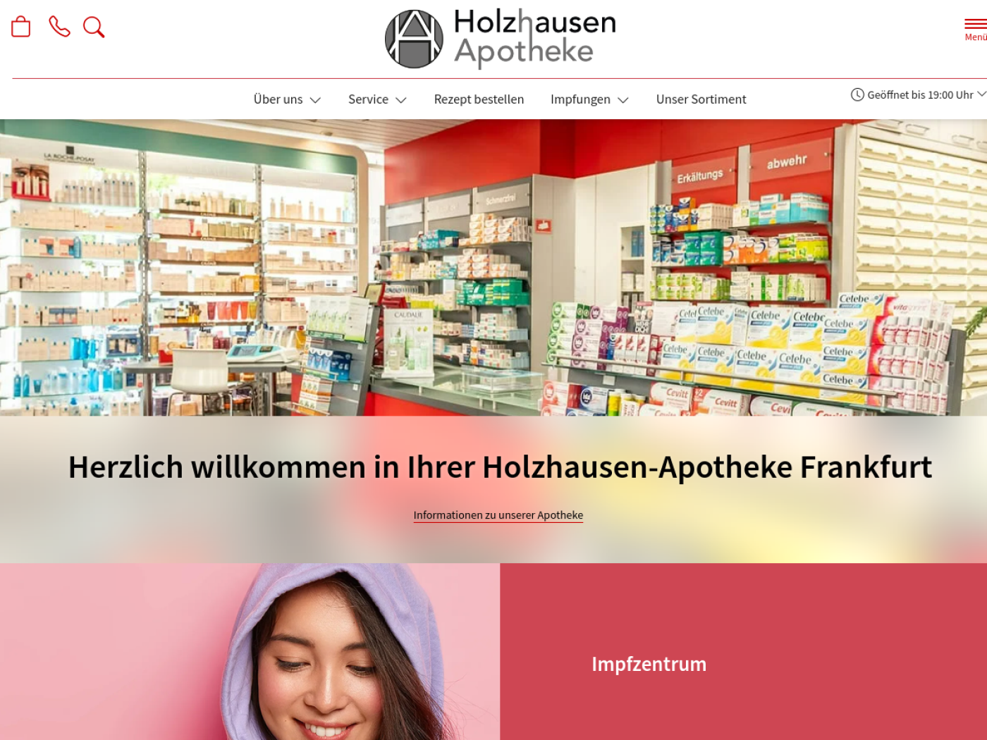 Website-Screenshot von Holzhausen Apotheke
