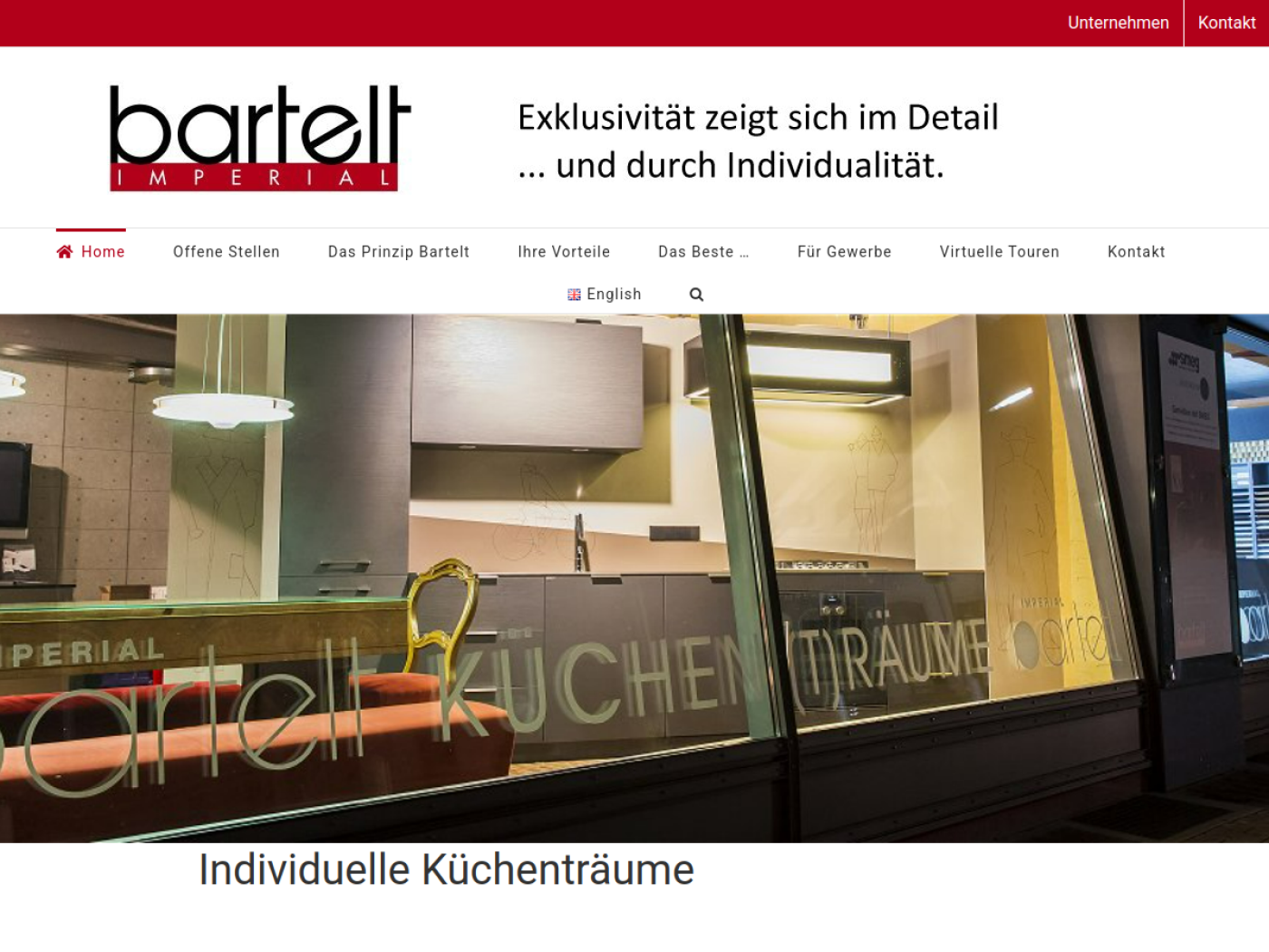 Website-Screenshot von imperial Bartelt Küchenstudio