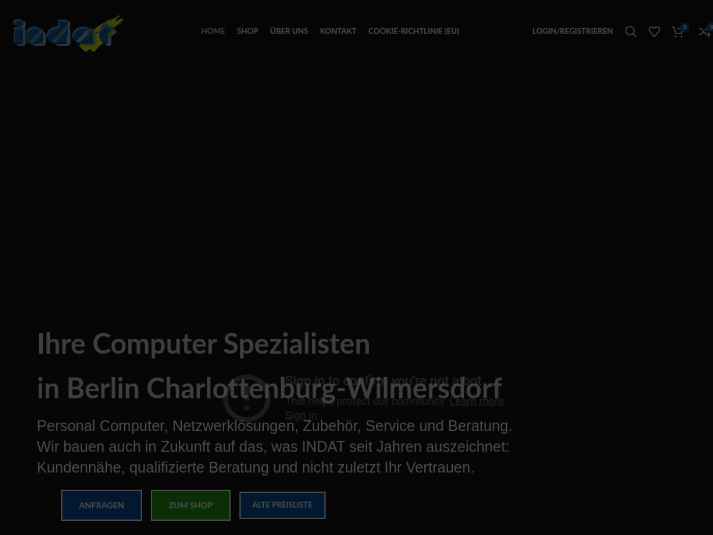 Website-Screenshot von indat computer