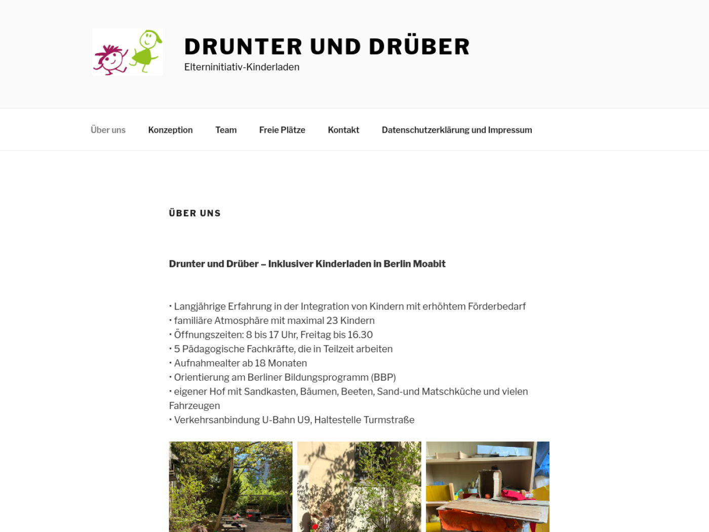 Website-Screenshot von Integrationskinderladen Drunter & Drüber