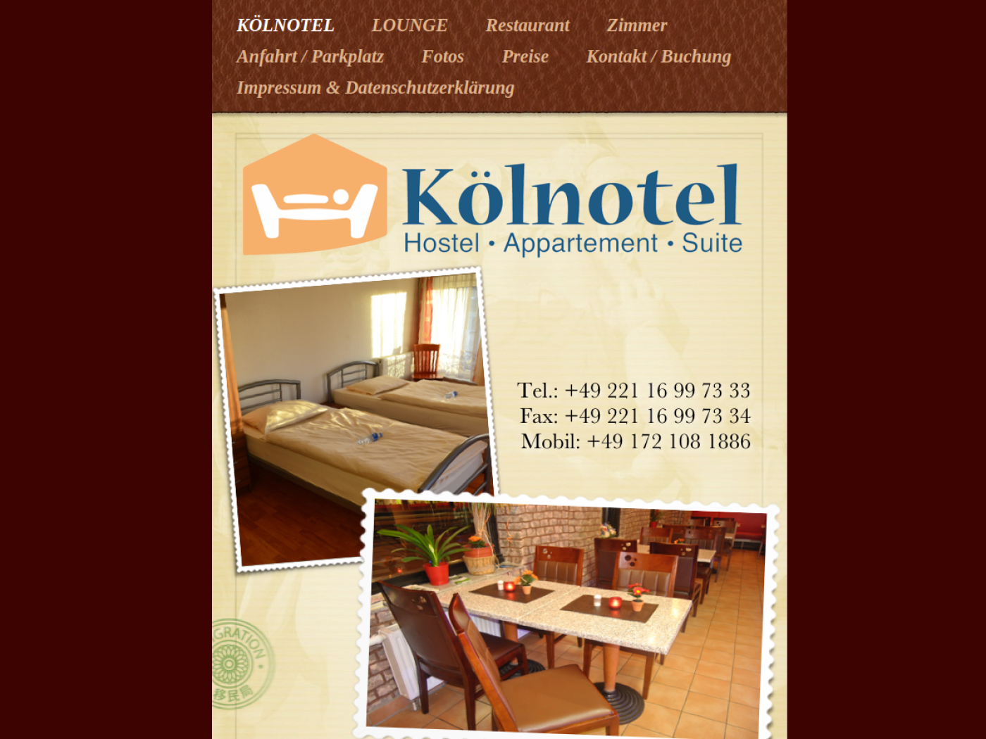Website-Screenshot von Kölnotel