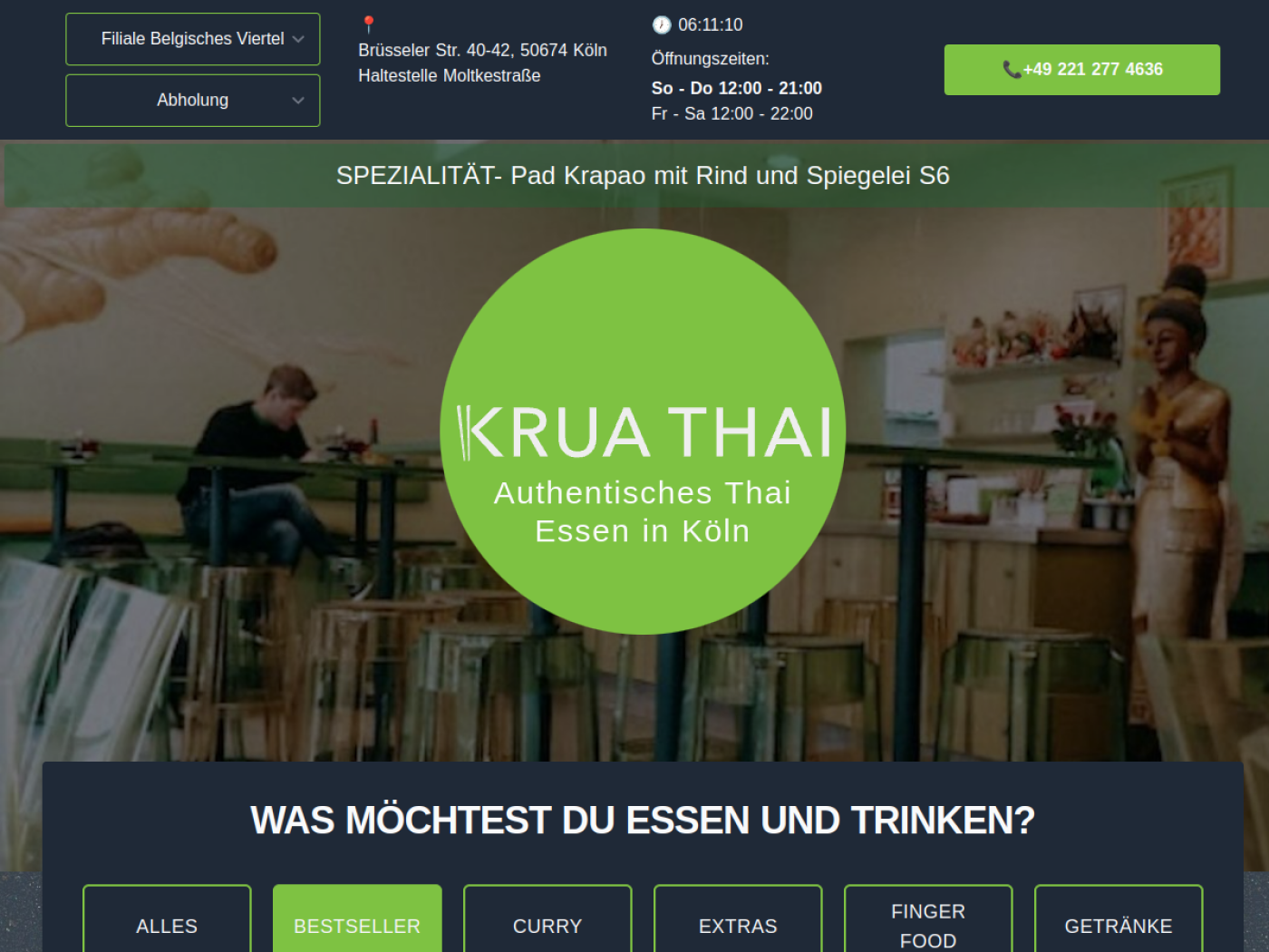 Website-Screenshot von Krua Thai