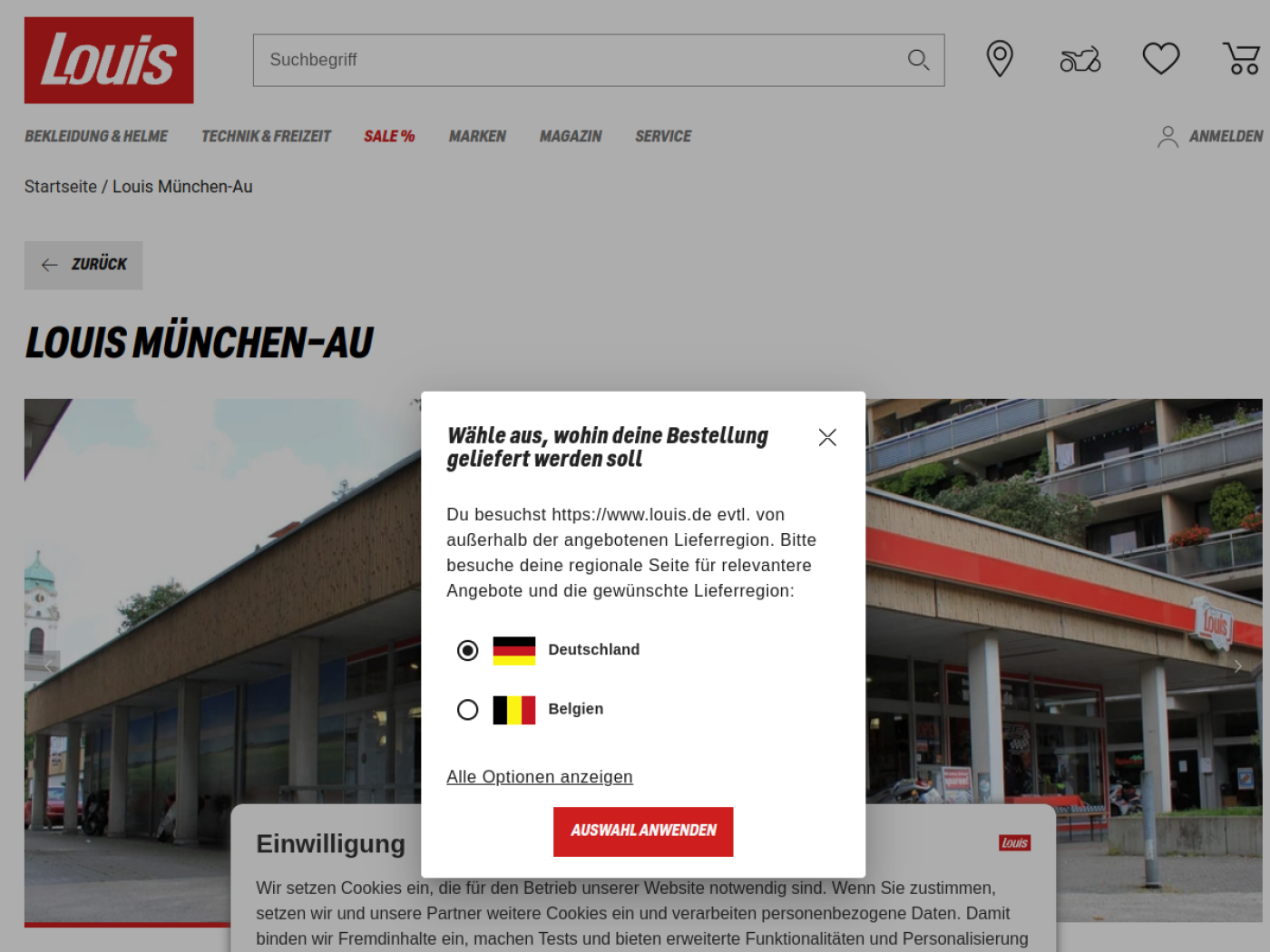 Website-Screenshot von Louis Motorrad