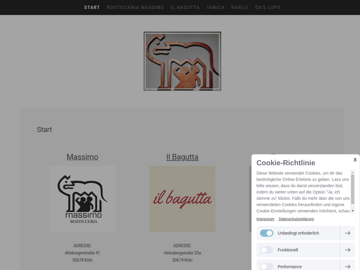 Website-Screenshot von Massimo