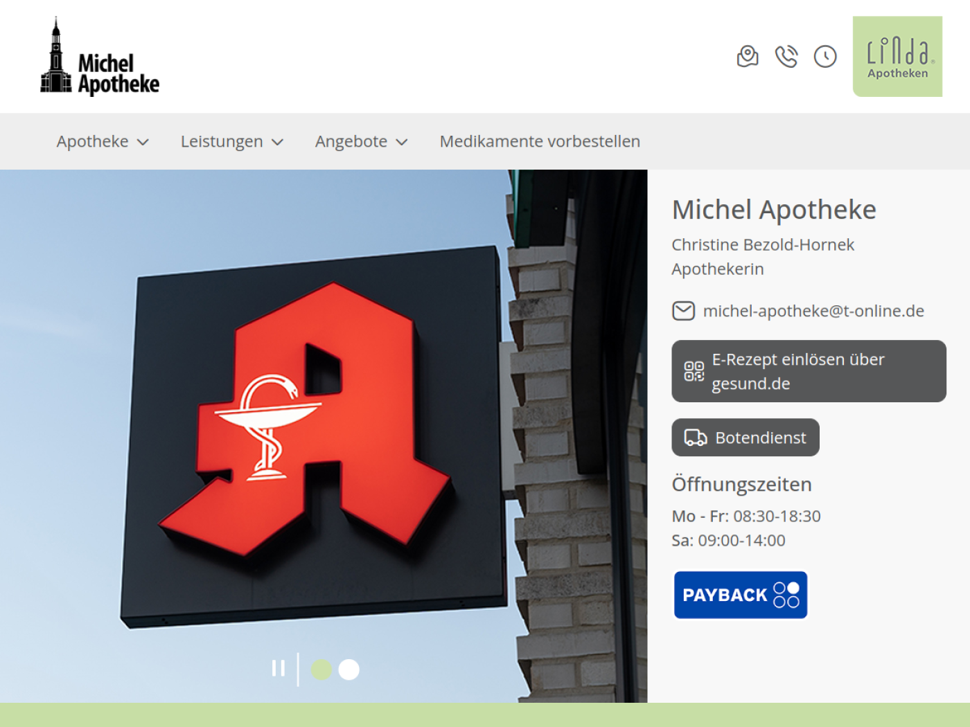 Website-Screenshot von Michel-Apotheke