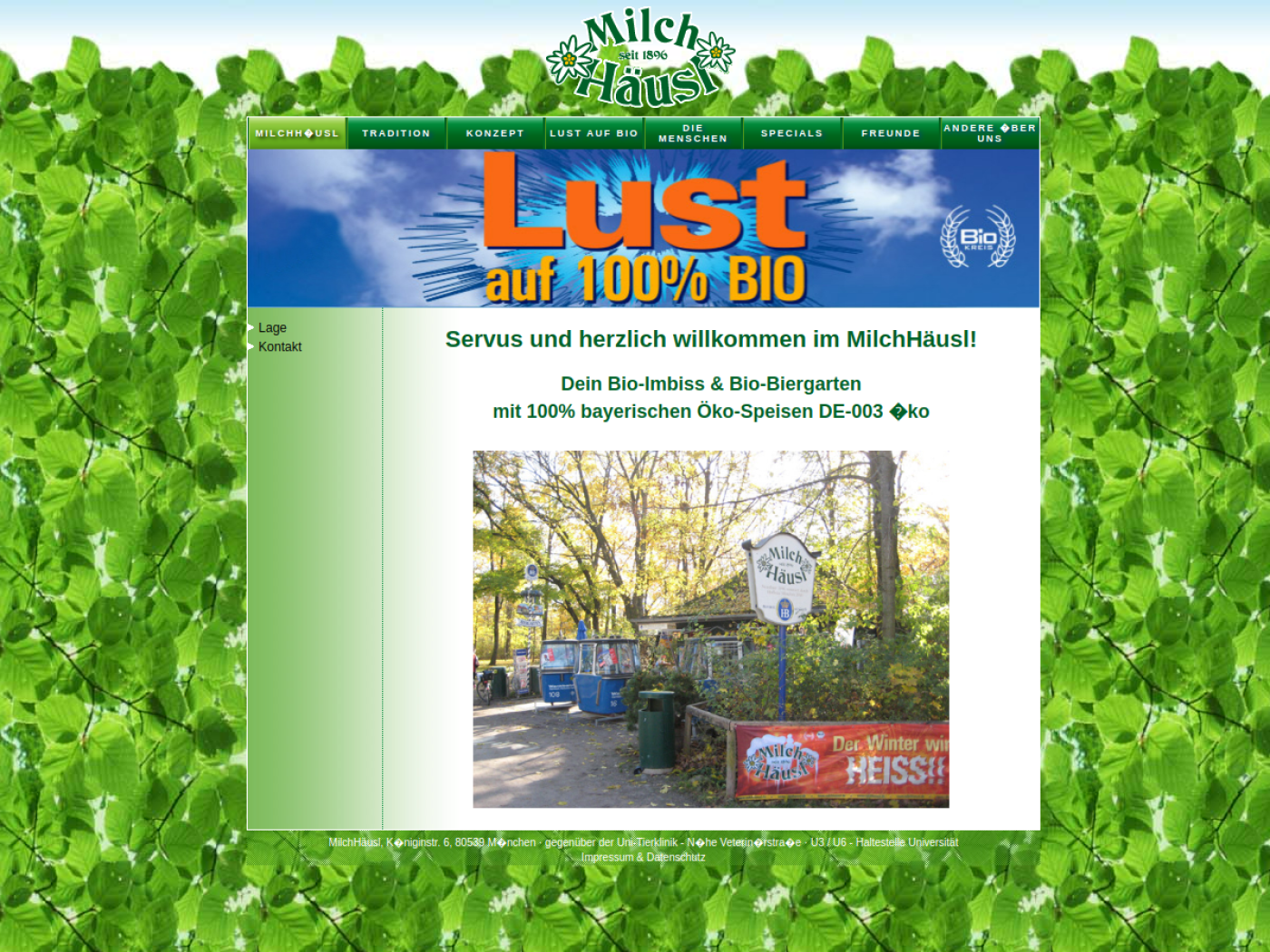 Website-Screenshot von Milchhäusl