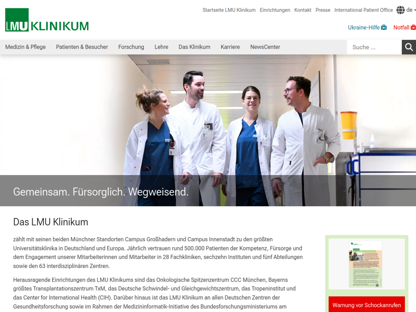 Website-Screenshot von Mund-, Kiefer-, Gesichtschirurgie