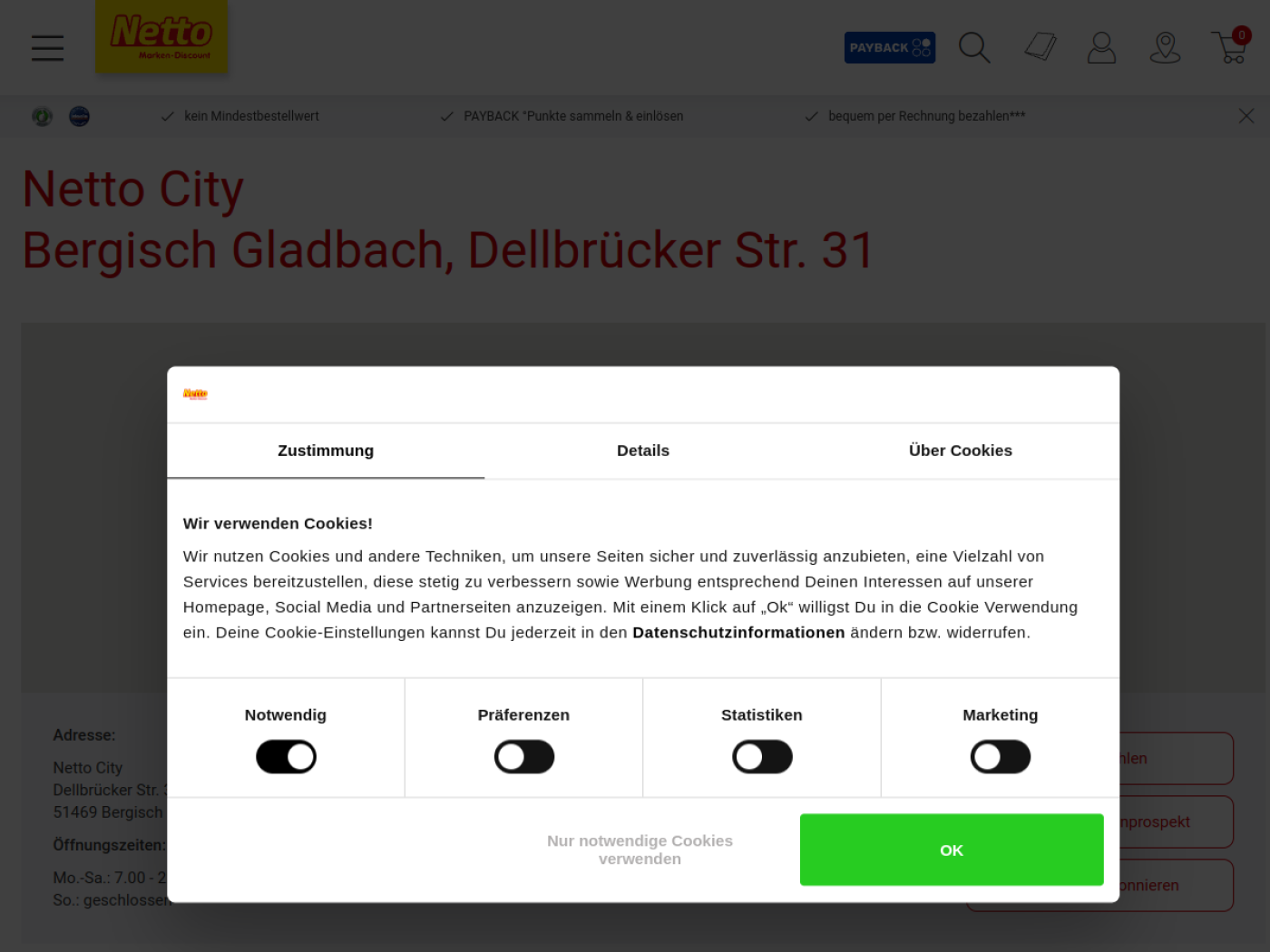 Website-Screenshot von Netto City