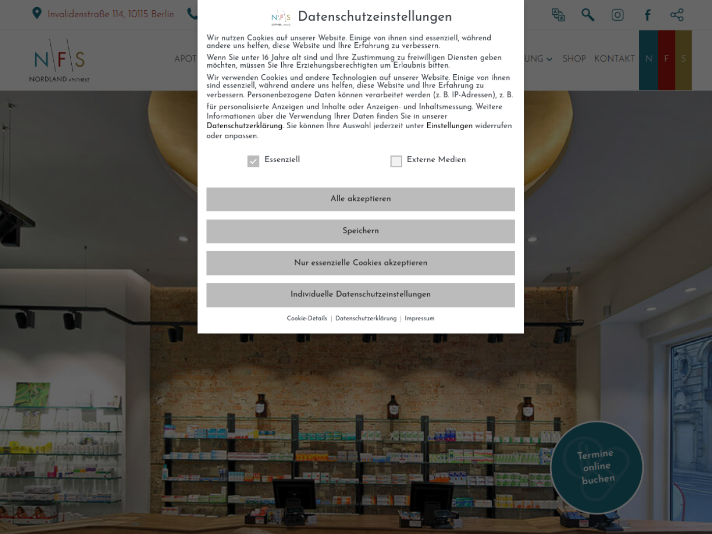 Website-Screenshot von Nordland Apotheke