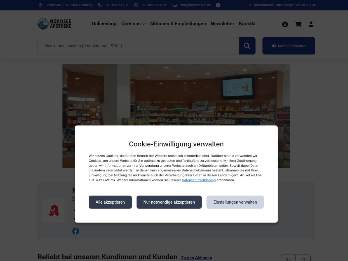 Website-Screenshot von Nordsee-Apotheke