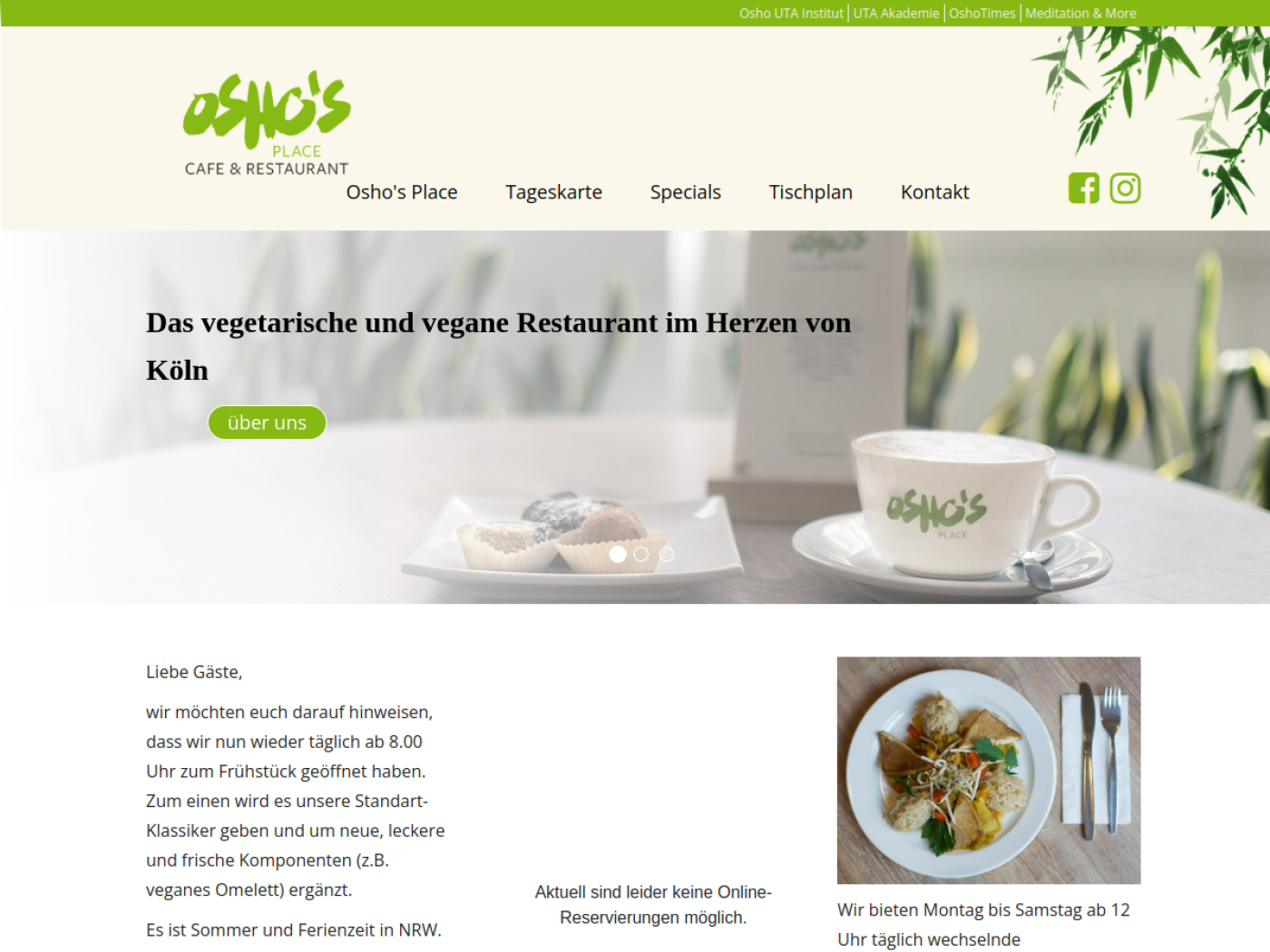 Website-Screenshot von Osho's Place