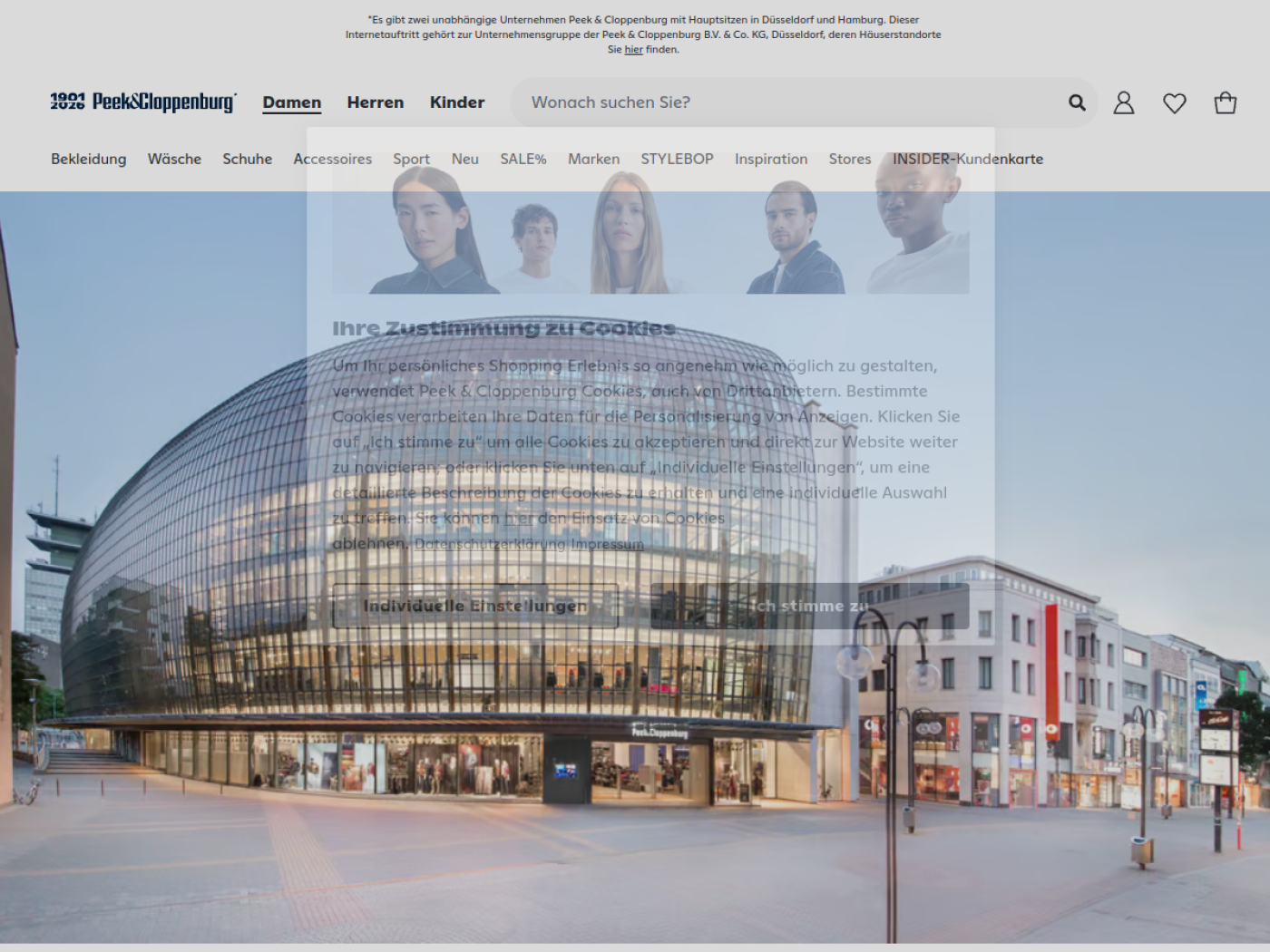 Website-Screenshot von Peek & Cloppenburg