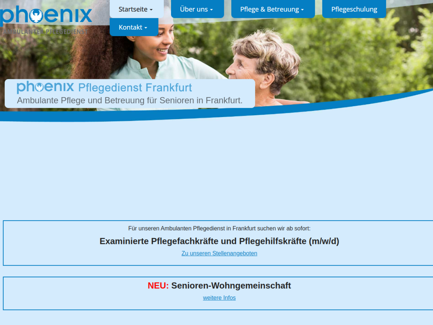 Website-Screenshot von Phoenix Pflegedienst
