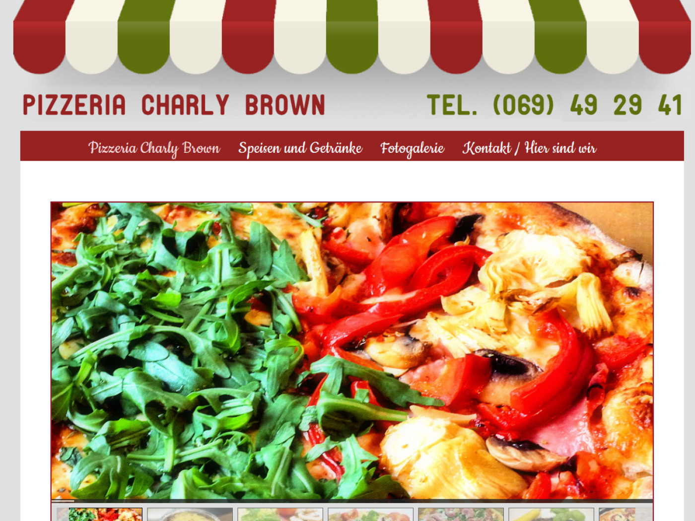 Website-Screenshot von Pizzeria Charly Braun