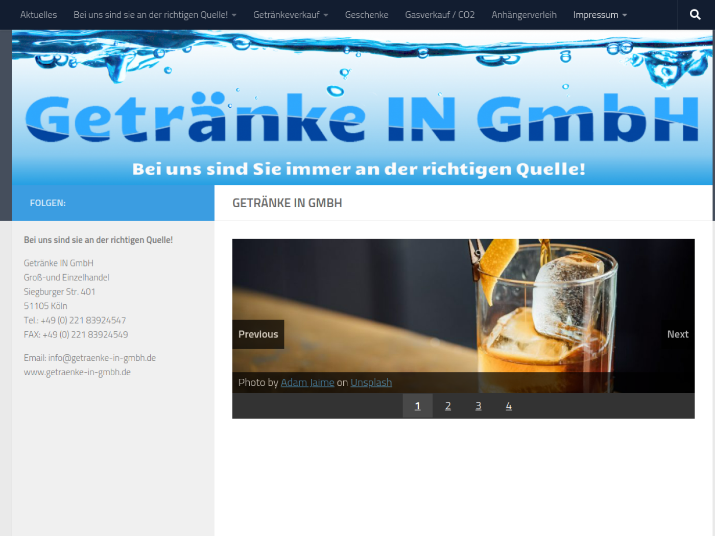 Website-Screenshot von Poller Getränke Shop