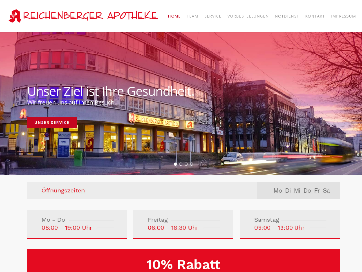 Website-Screenshot von Reichenberger Apotheke