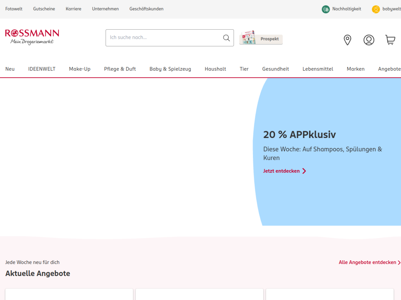 Website-Screenshot von Rossmann