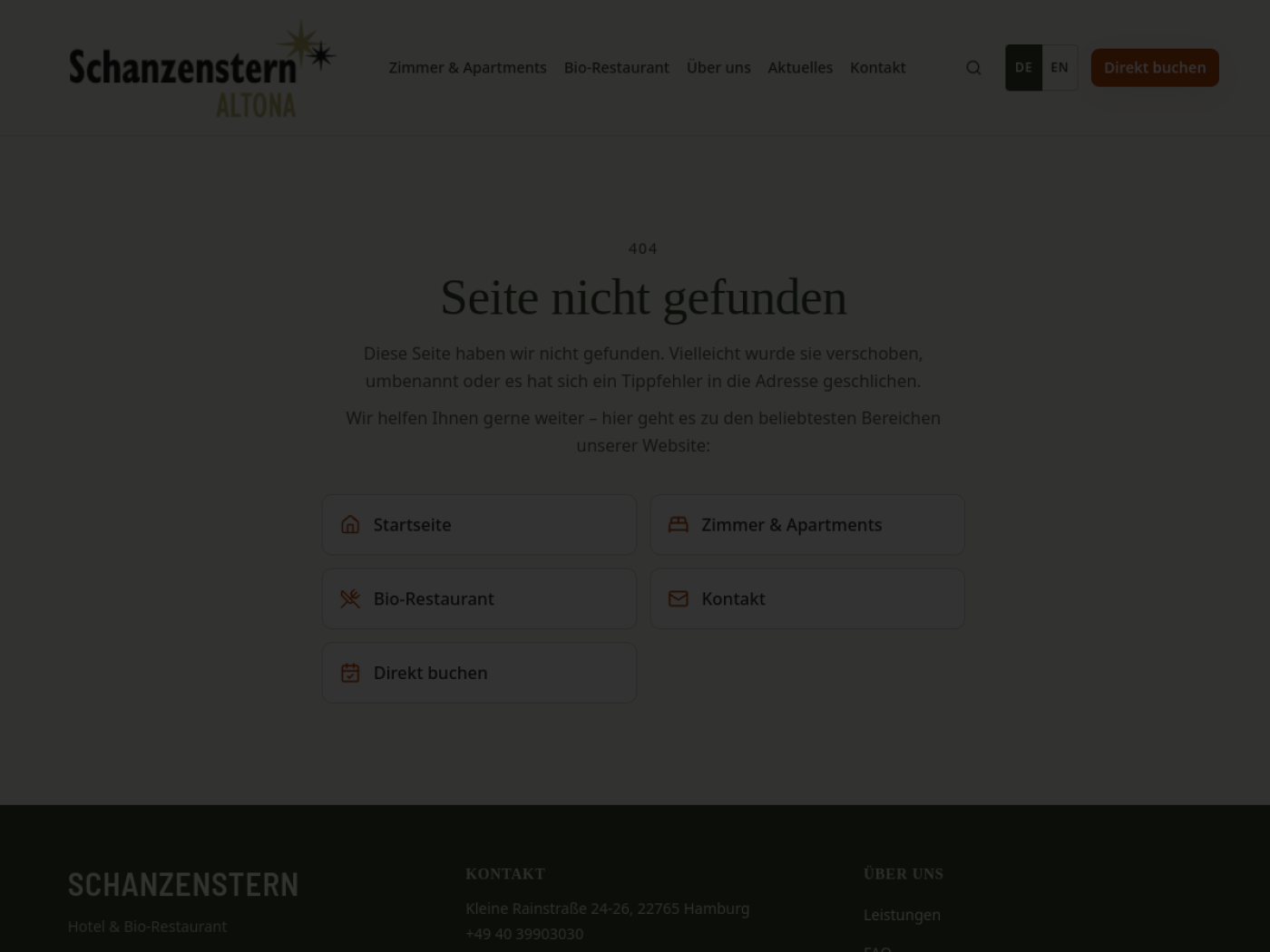 Website-Screenshot von Schanzenstern Bio-Restaurant