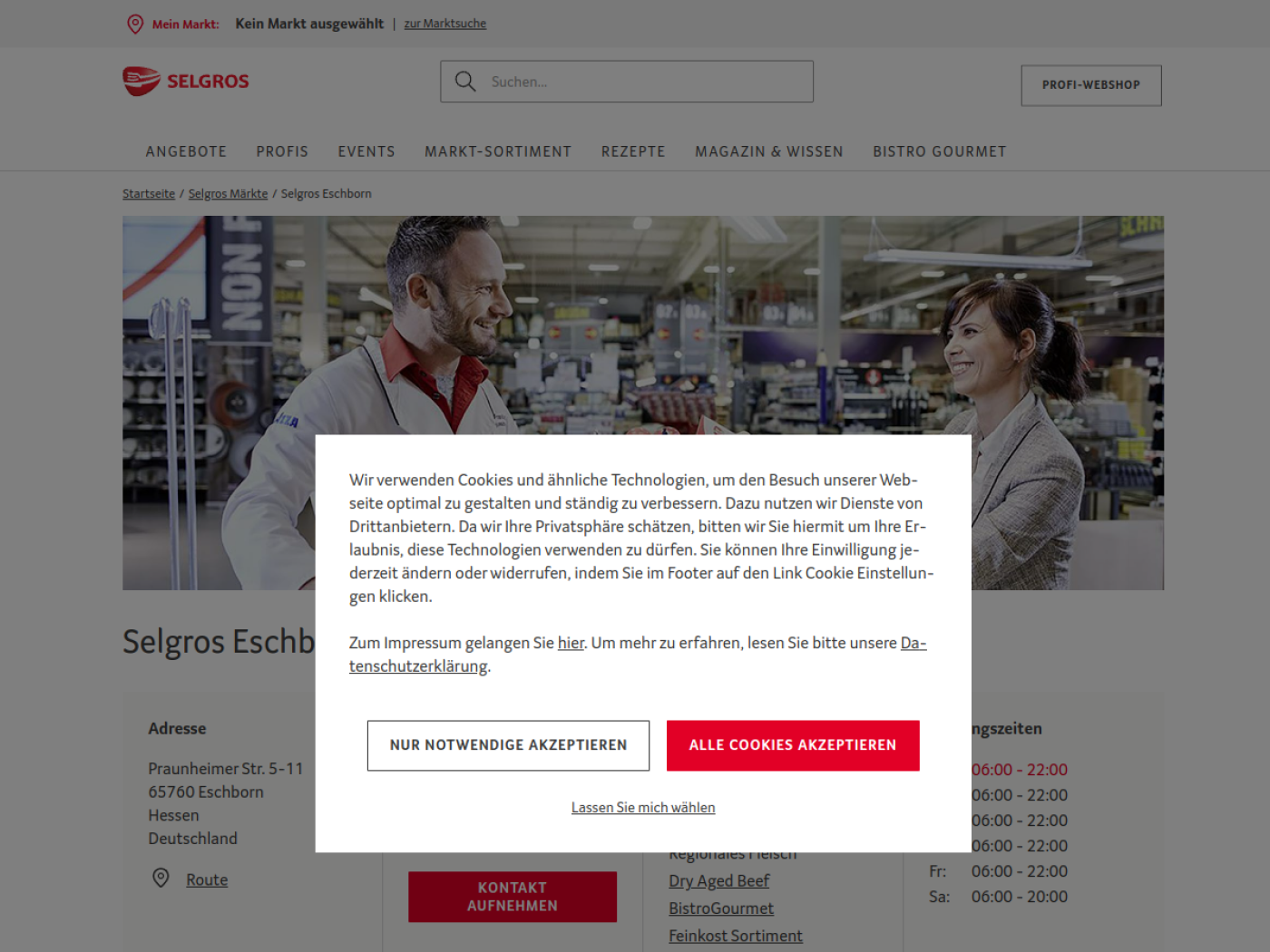 Website-Screenshot von SELGROS cash & carry