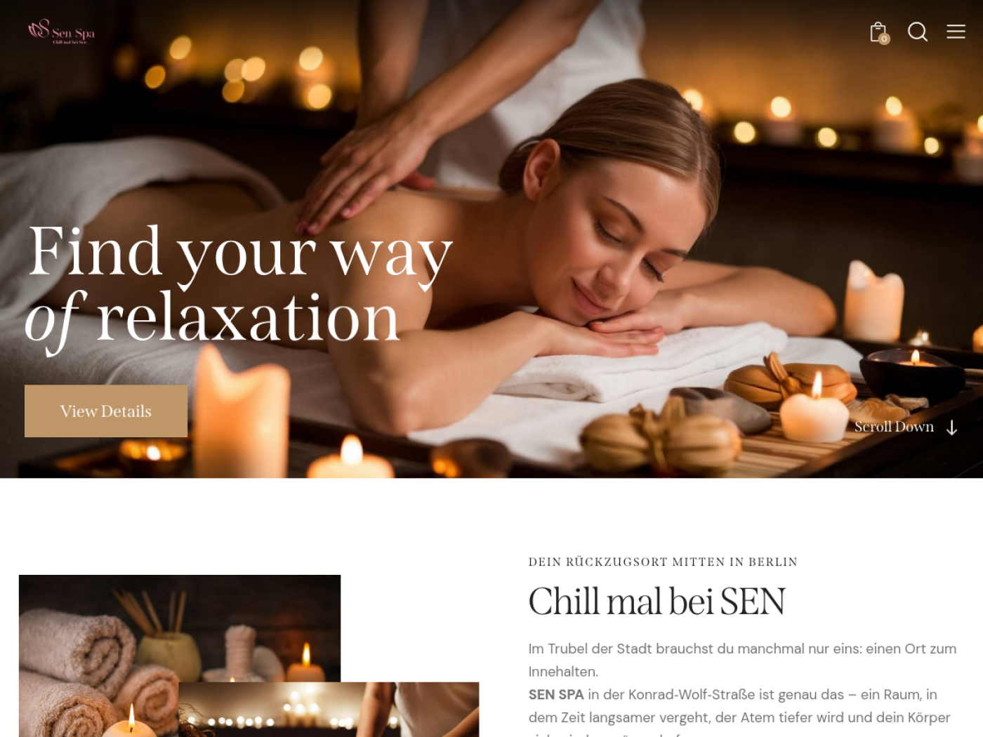 Website-Screenshot von Sen Spa Berlin