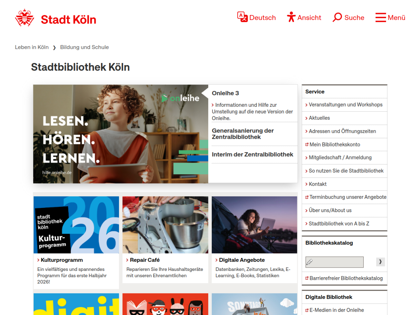 Website-Screenshot von Stadtteilbibliothek Bocklemünd-Mengenich