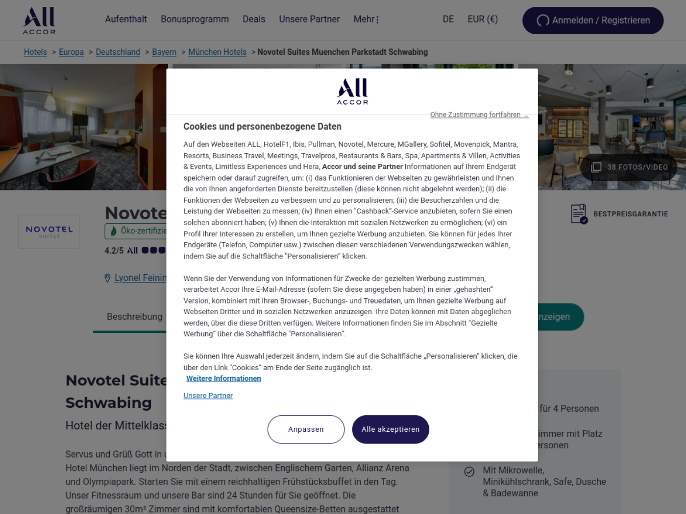 Website-Screenshot von Suite Novotel