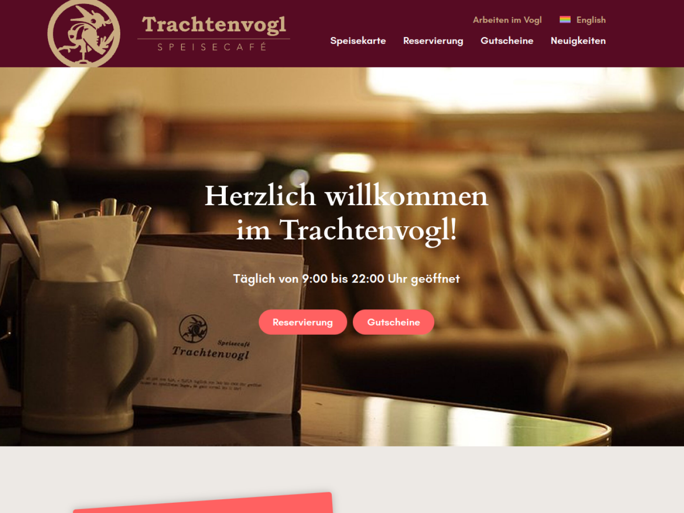 Website-Screenshot von Trachtenvogl Café-Lounge