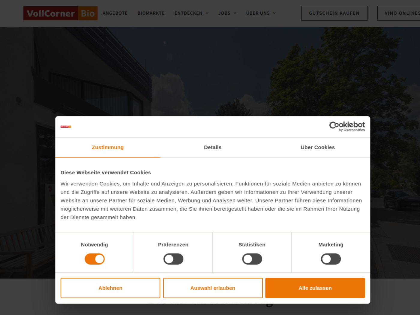 Website-Screenshot von VollCorner