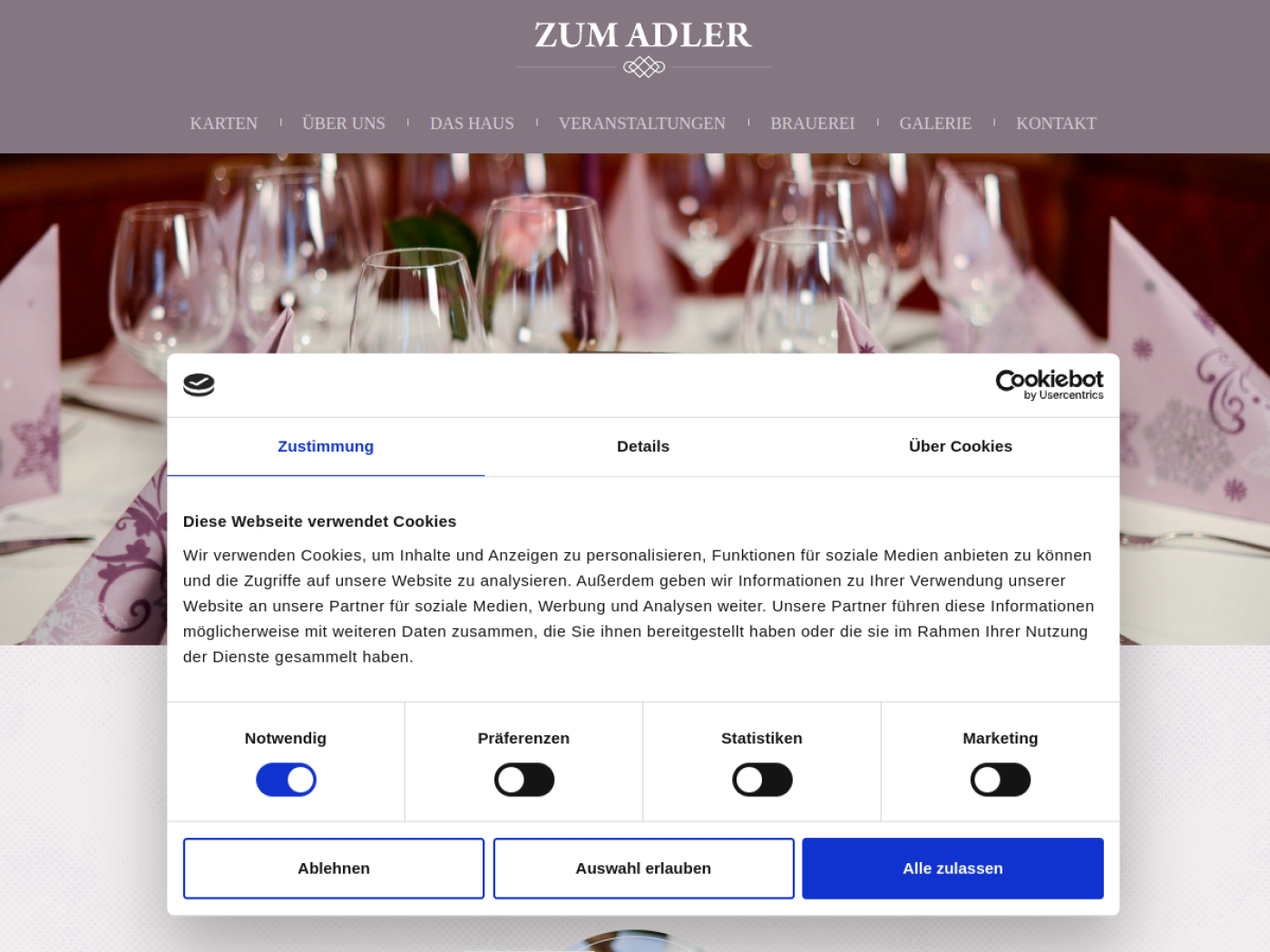 Website-Screenshot von Zum Adler